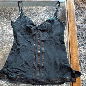 Express tank with sequin details- black